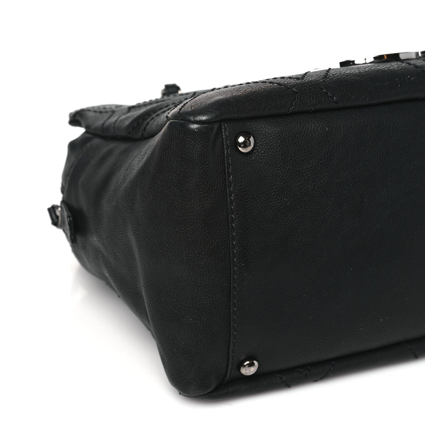 Calfskin Small Diamond Stitch Tote Black