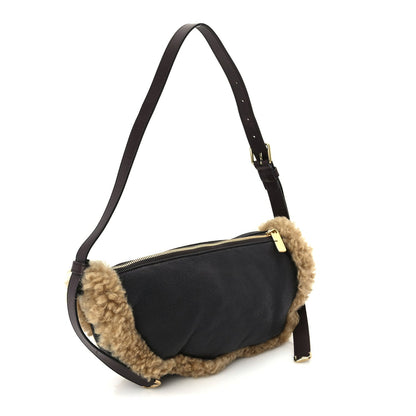 Burberry Shearling Small Shield Sling Bag Black 2 of 9