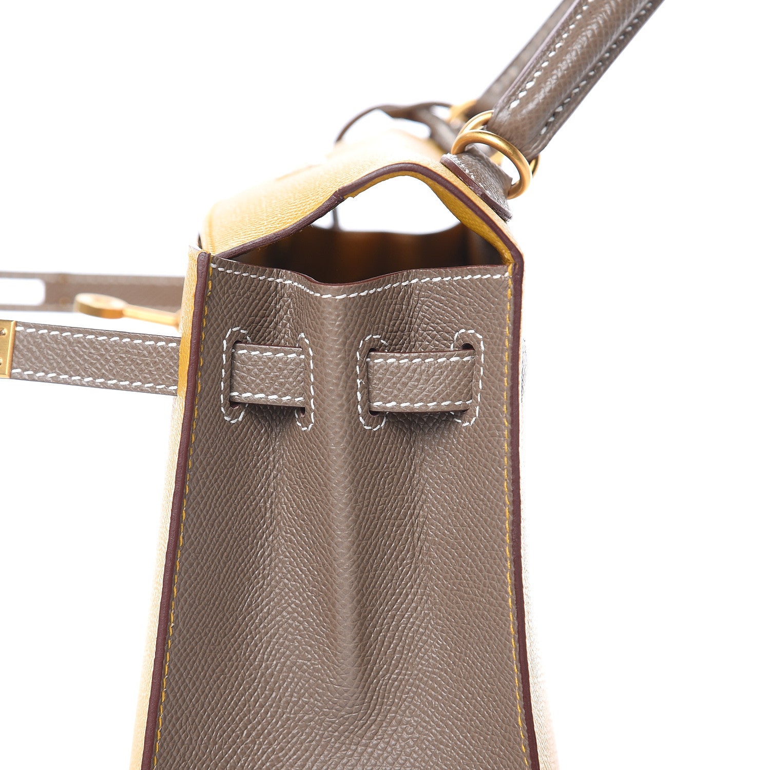 Hermes Epsom Horseshoe Kelly Sellier 25 Jaune Ambre Etoupe 33 of 34