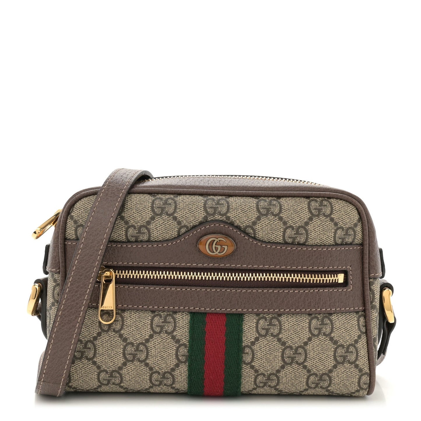 GG Supreme Monogram Web Mini Ophidia Shoulder Bag Brown