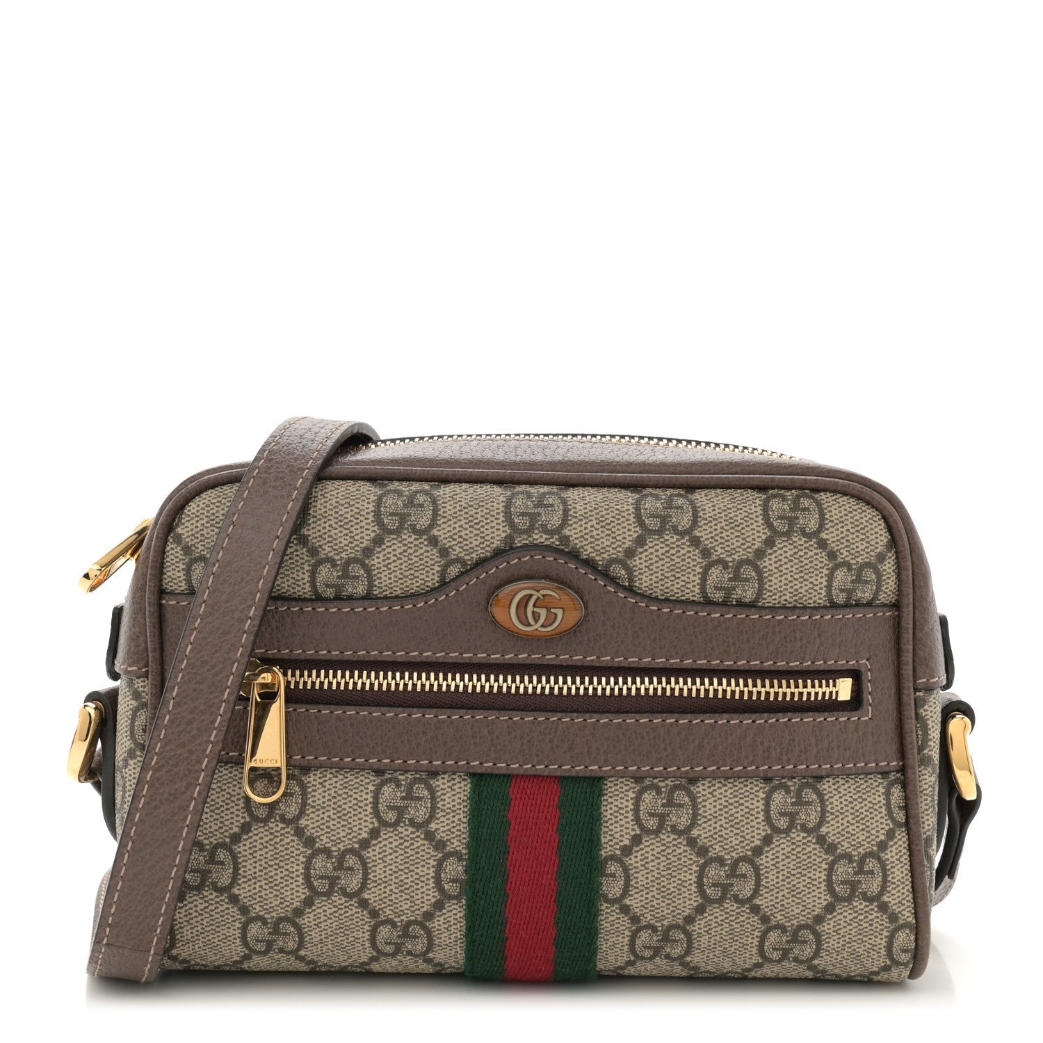 Gucci GG Supreme Monogram Web Mini Ophidia Shoulder Bag Brown 1 of 7