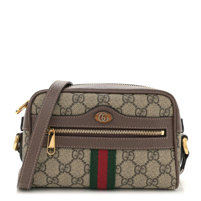 Gucci GG Supreme Monogram Web Mini Ophidia Shoulder Bag Brown 1 of 7