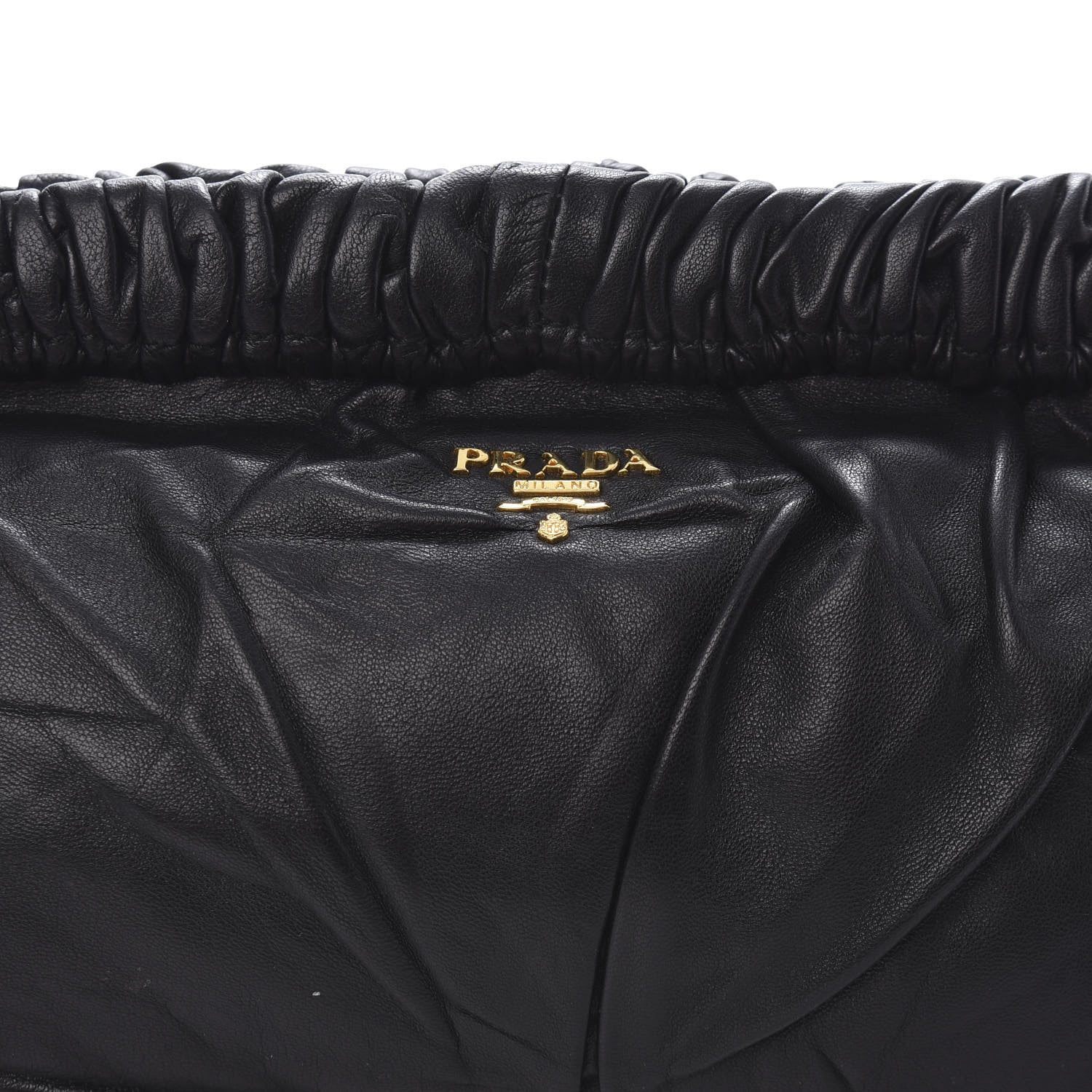 Prada Nappa Pleated Pochette Clutch Black 9 of 11