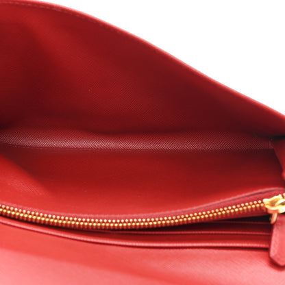 Prada Saffiano Metal Bar Flap Wallet Fuoco 5 of 12