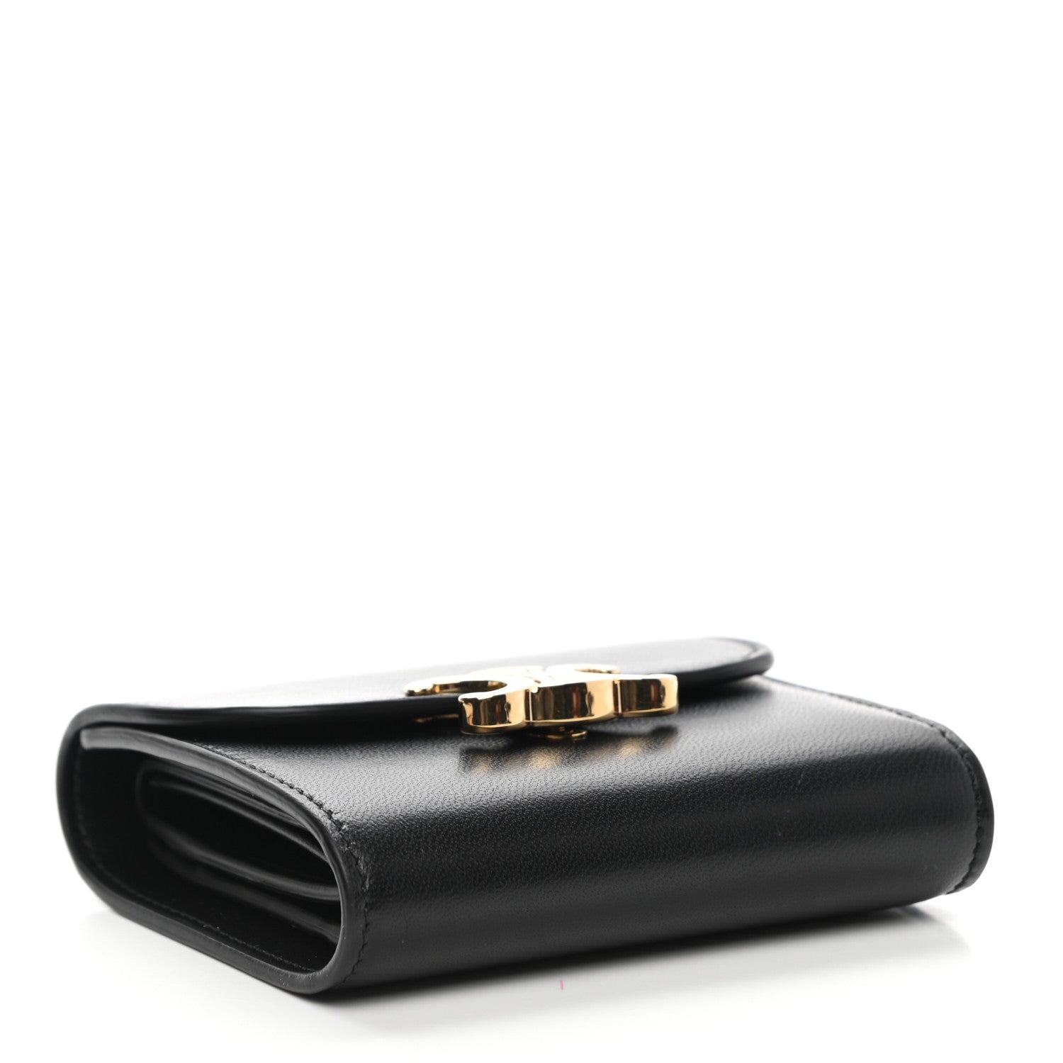 Celine Shiny Smooth Lambskin Small Triomphe Wallet Black 4 of 9