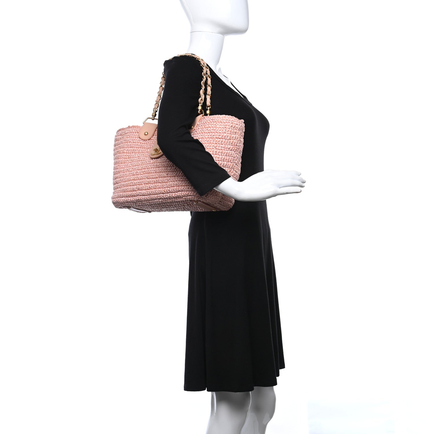 Chanel Straw Raffia Tote Pink 2 of 13