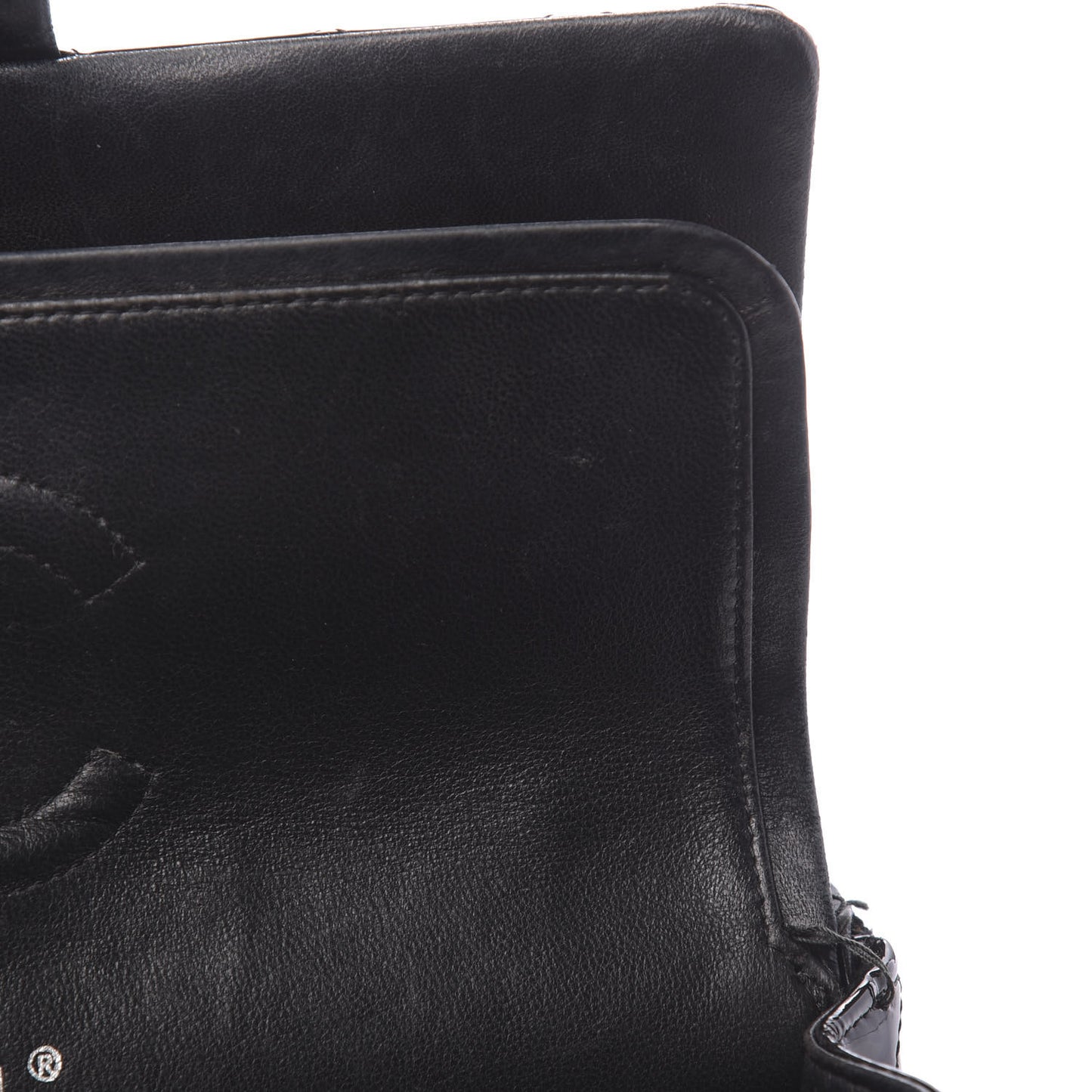 Patent Quilted Medium Double Flap Black