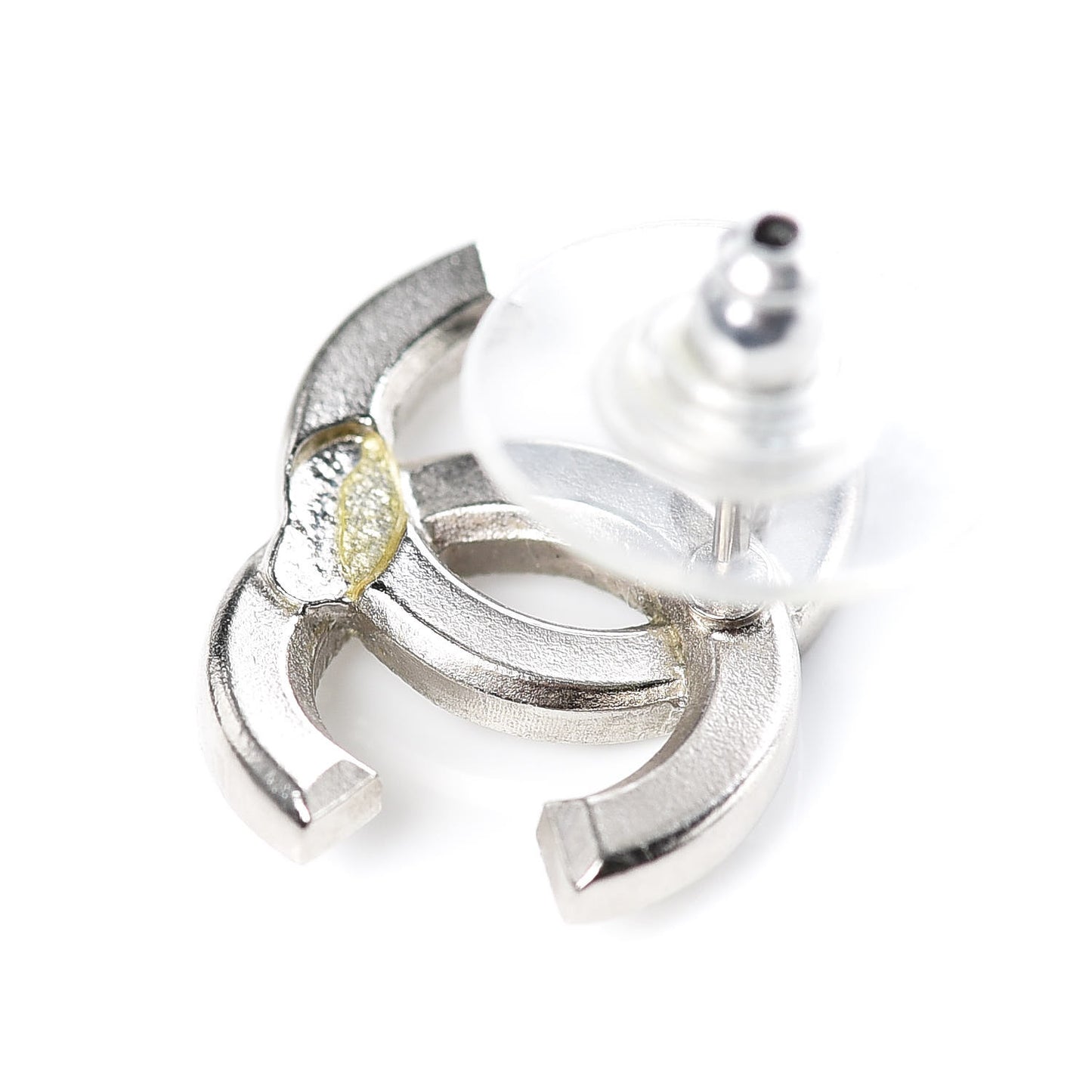 Baguette Crystal CC Earrings Silver