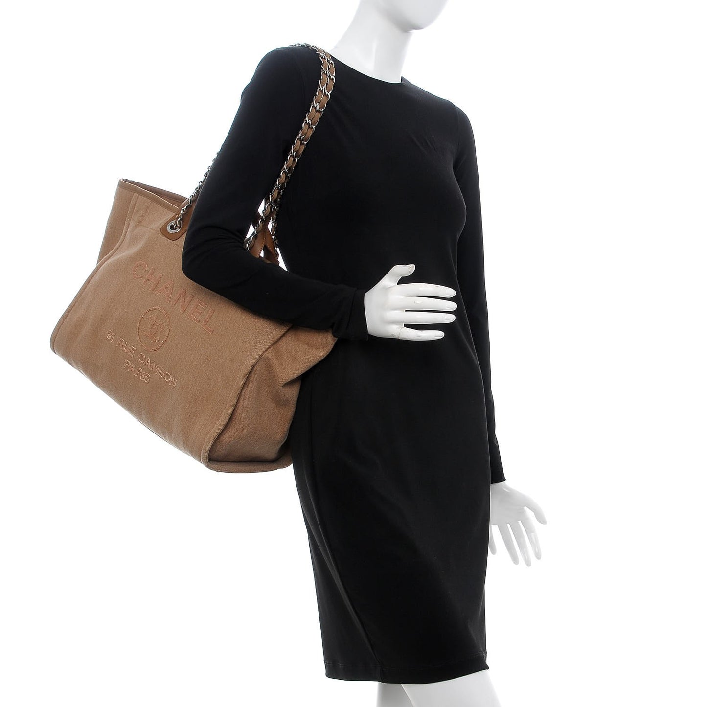 Canvas Sequin Large Deauville Tote Ecru