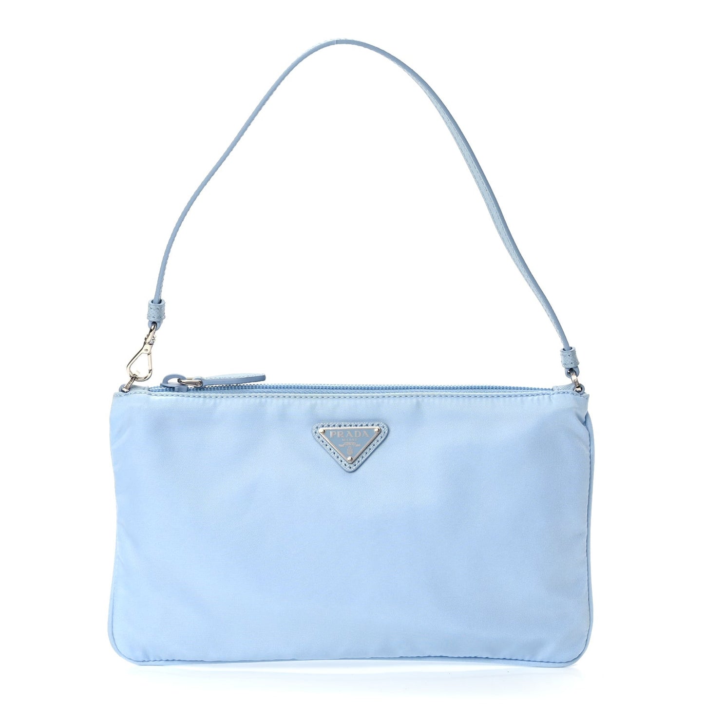 Re-Nylon Vela Saffiano Mini Pochette Bag Celeste