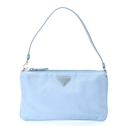 Prada Re-Nylon Vela Saffiano Mini Pochette Bag Celeste 1 of 10