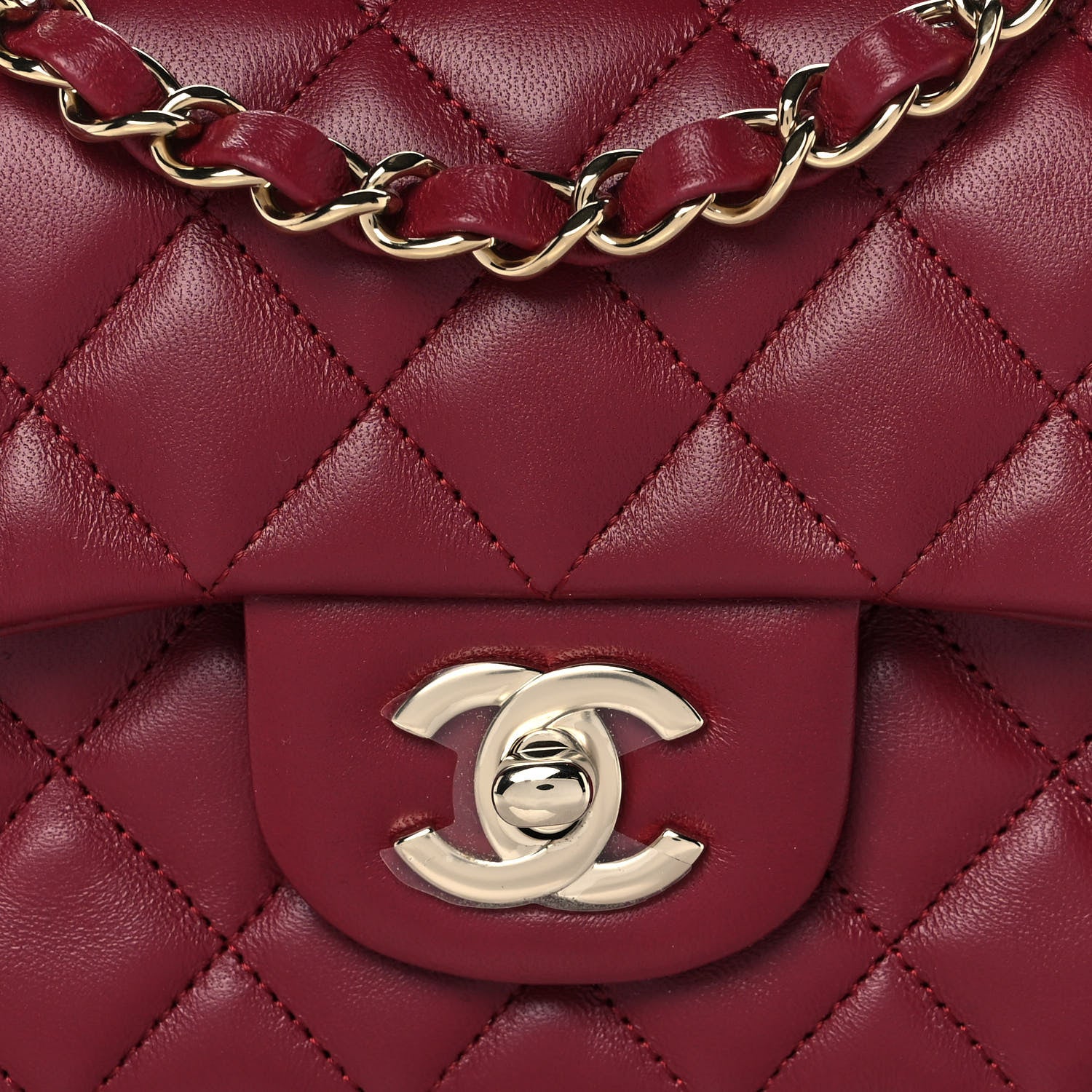 Chanel Lambskin Quilted Mini Rectangular Flap Burgundy 8 of 11