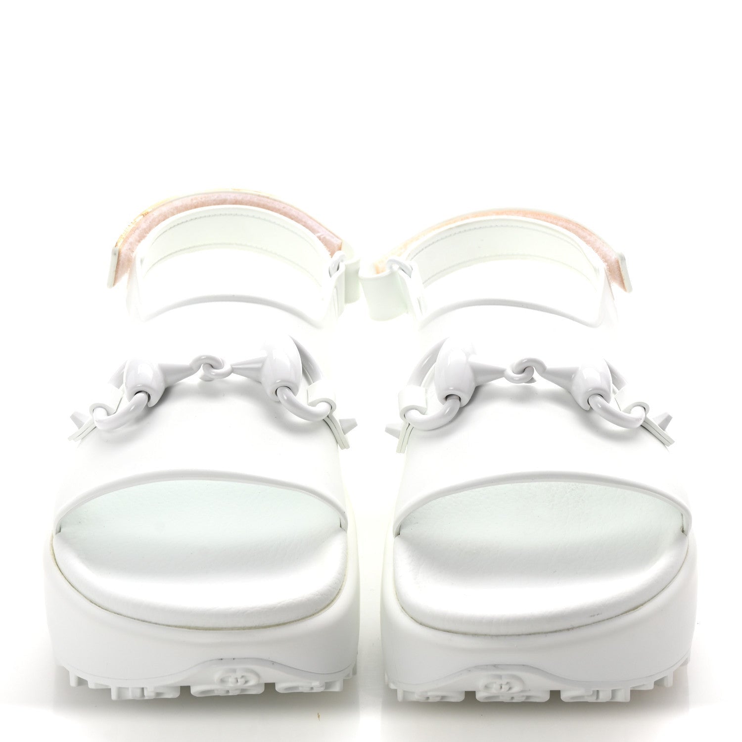 Gucci Soft Rubber Horsebit Touch Womens Strapped Sandals 37 Great White 3 of 7