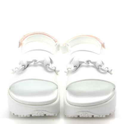 Gucci Soft Rubber Horsebit Touch Womens Strapped Sandals 37 Great White 3 of 7