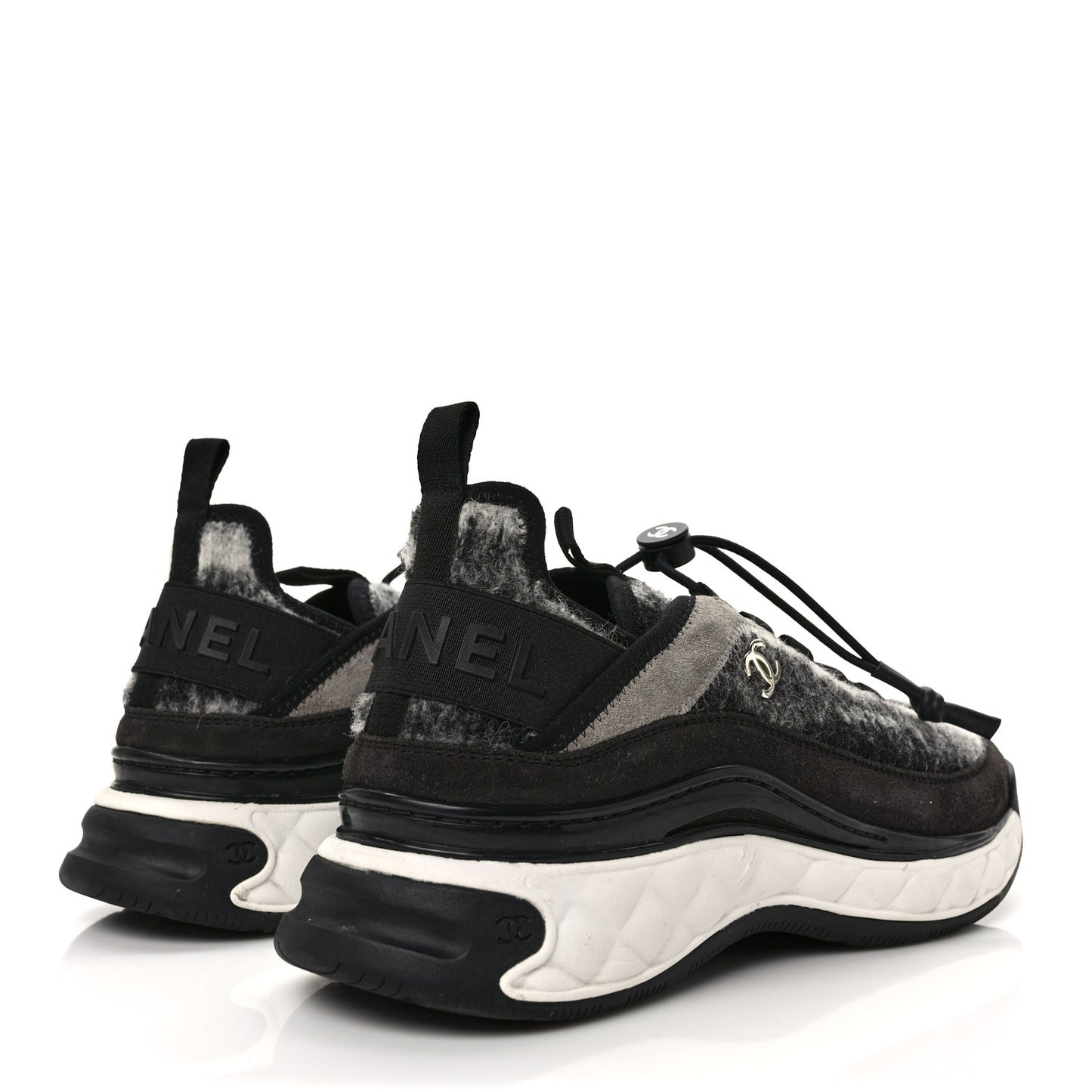 Fabric Suede Calfskin CC Sneakers 39.5 Gray