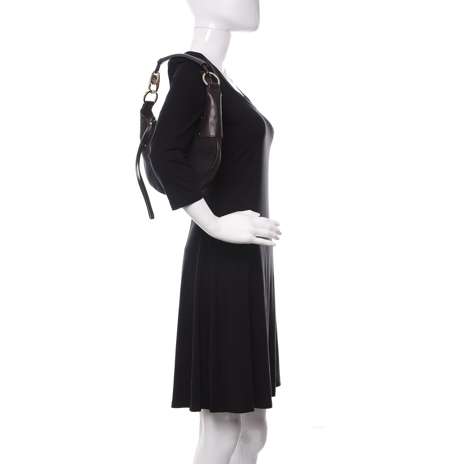 Gucci Denim Monogram Half Moon Hobo Dark Brown 2 of 12