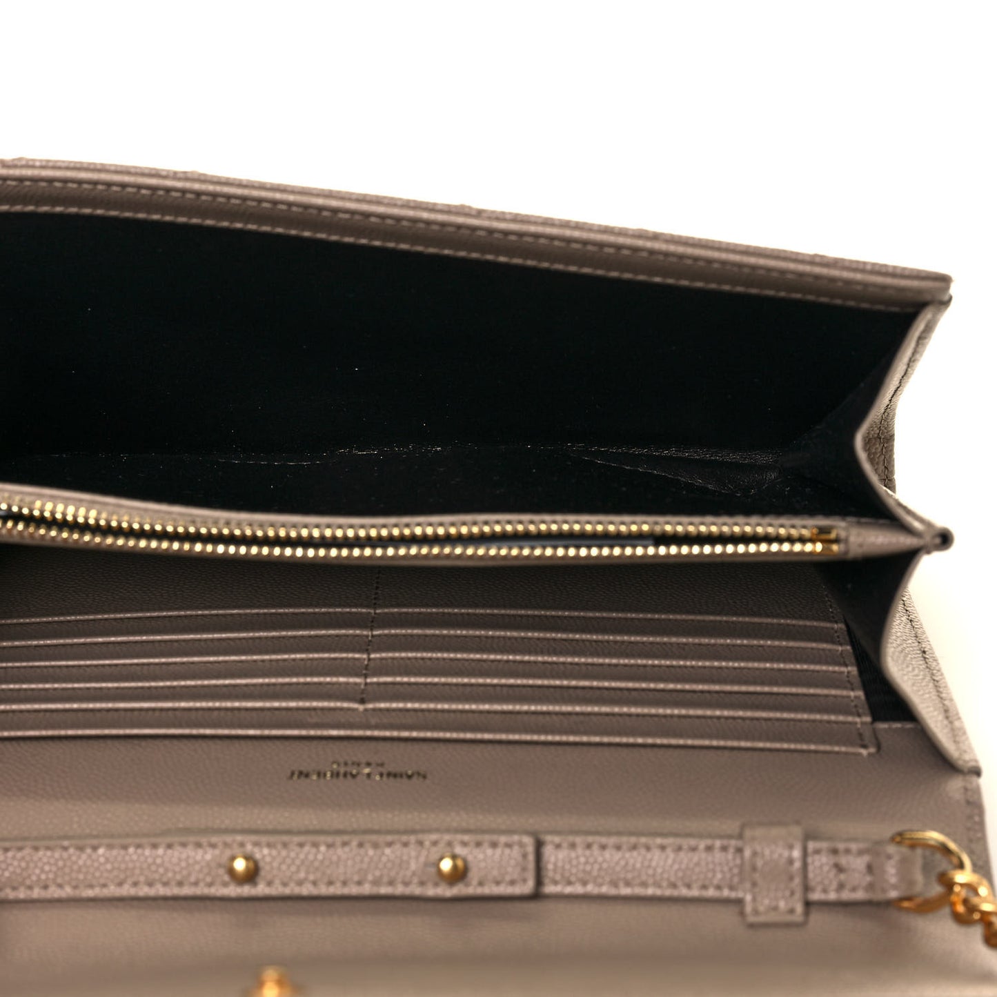 Grain De Poudre Matelasse Chevron Monogram Chain Wallet Deep Beige
