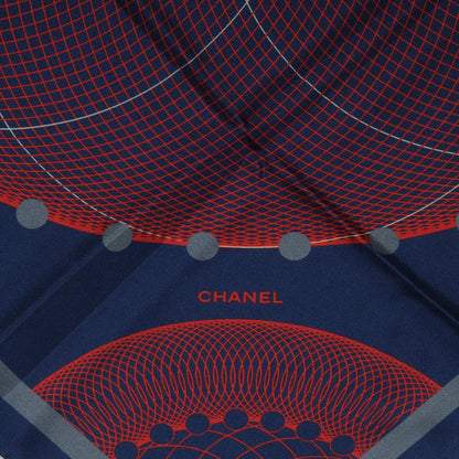 Chanel Silk Spiro Scarf Blue Red 3 of 5