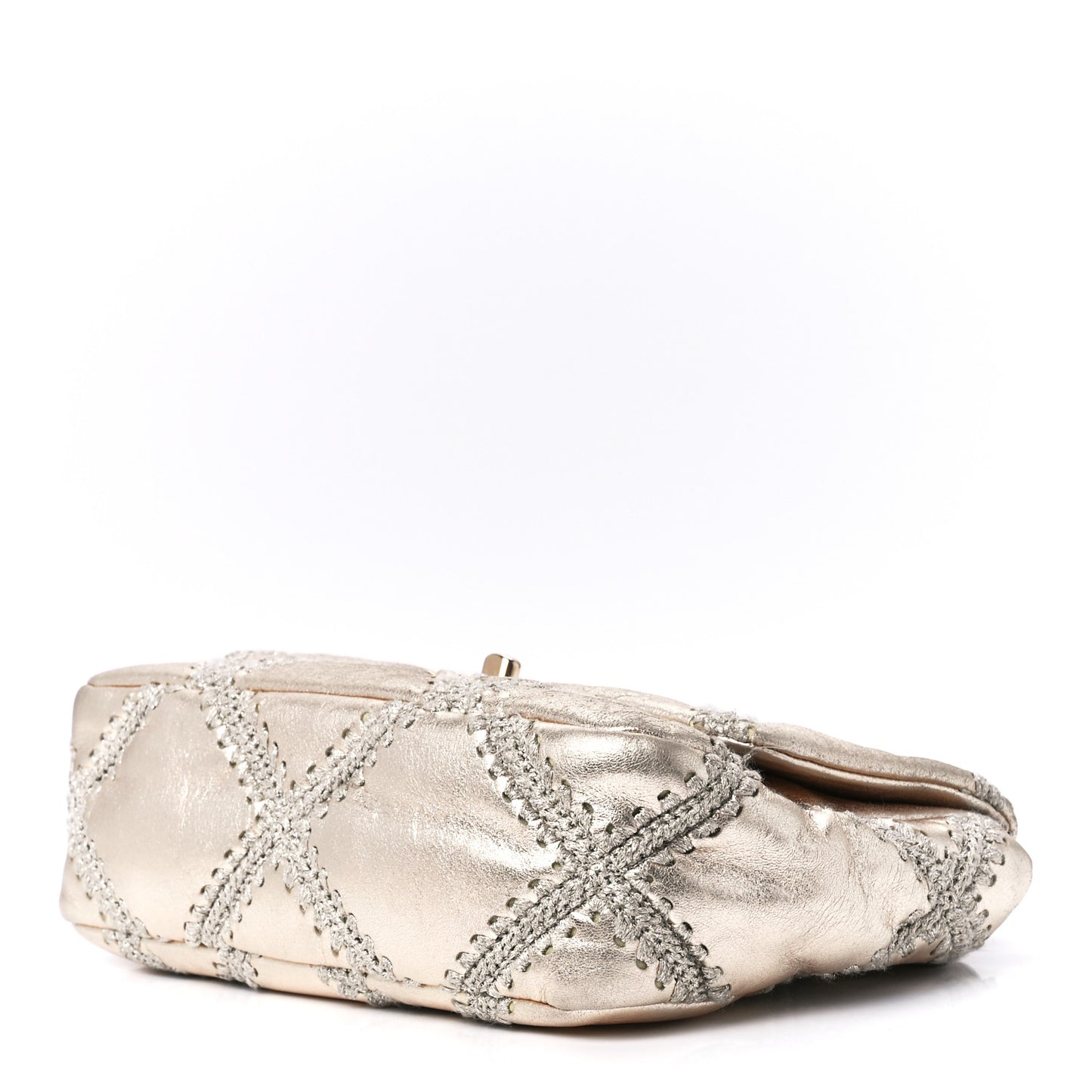 Metallic Calfskin Crochet Medium Chanel 19 Flap Gold