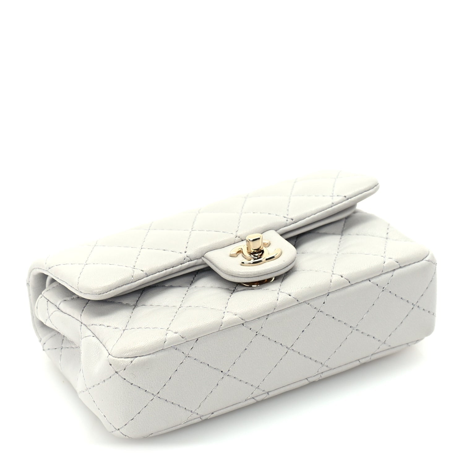 Chanel Lambskin Quilted Mini Flap Bag Charm With Hook  Grey 3 of 9