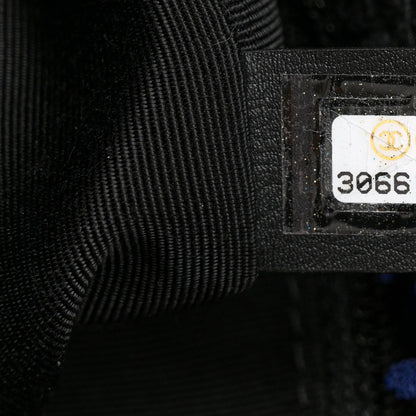 Chanel Tweed Quilted Large 19 Flap Black Navy Gold 7 of 7