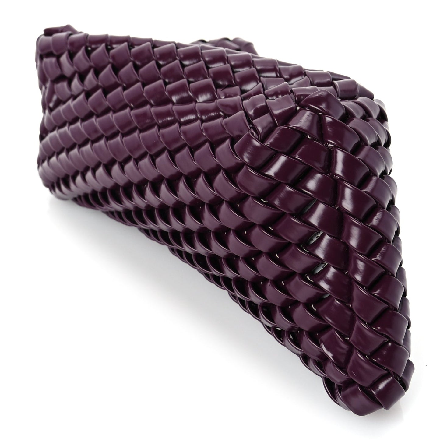 Patent Nappa Intrecciato Slanted Clutch  Purple