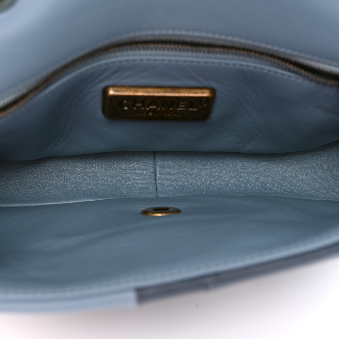 Snakeskin Lambskin Patchwork Small Flap Blue