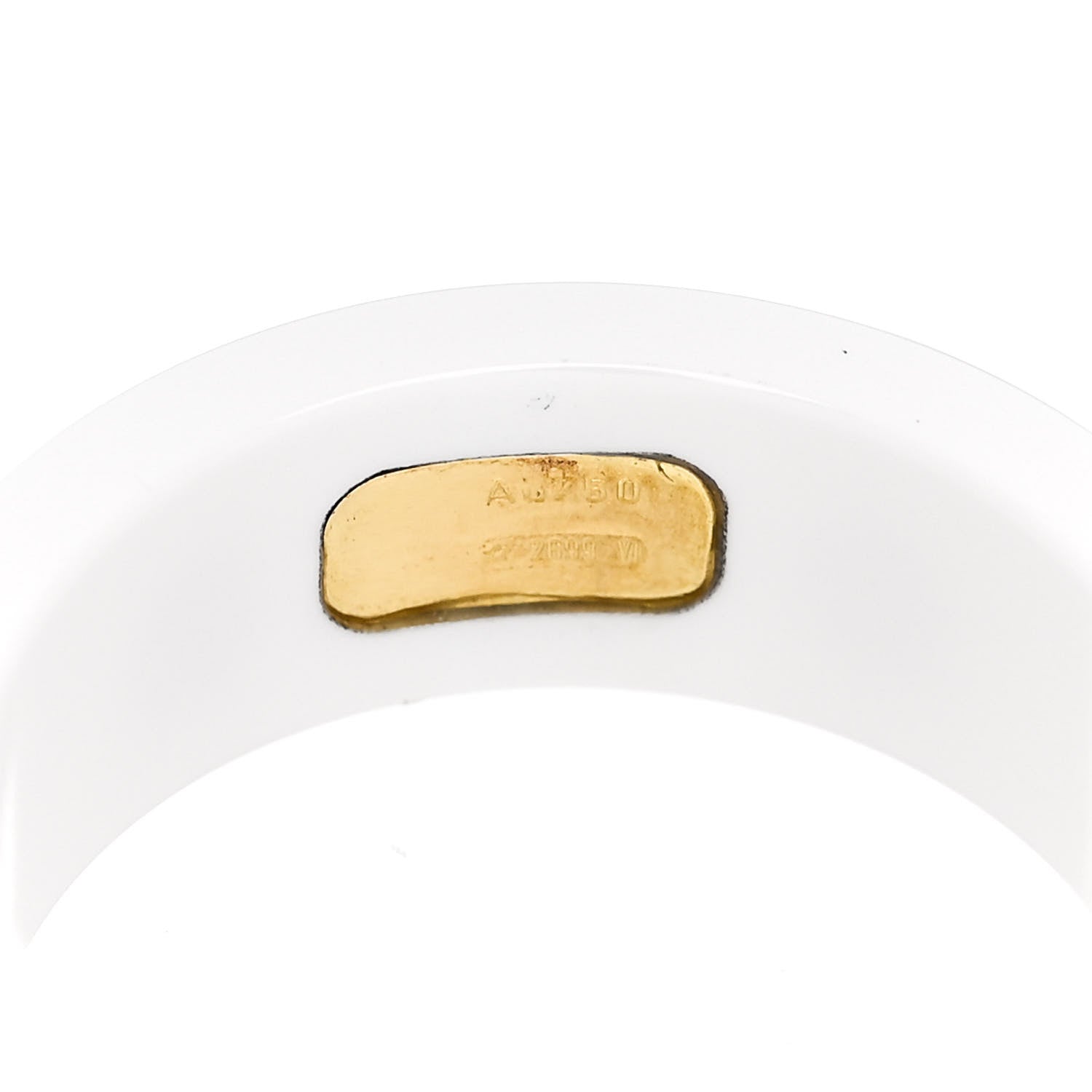 Gucci 18K Yellow Gold Ceramic Topaz Icon Band Ring White 6 of 6