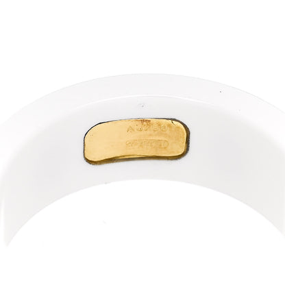 Gucci 18K Yellow Gold Ceramic Topaz Icon Band Ring White 6 of 6