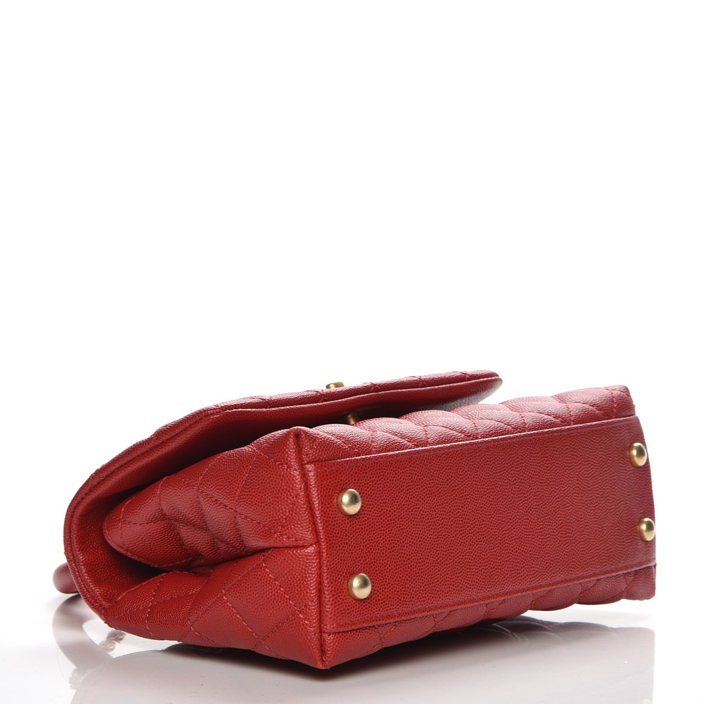 Caviar Quilted Mini Coco Handle Flap Red