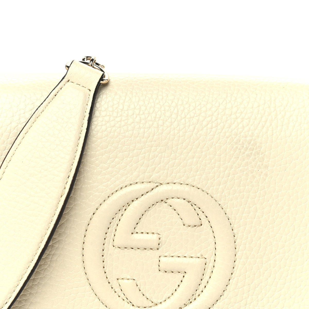 Pebbled Calfskin Small Soho Disco Shoulder Bag Off White