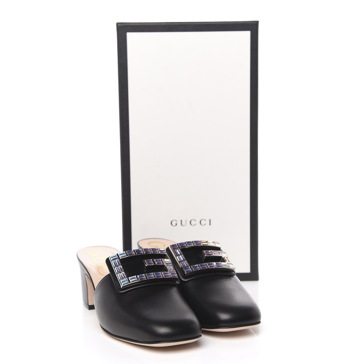 Malaga Kid Crystal Square G Madelyn Mules 36.5 Black