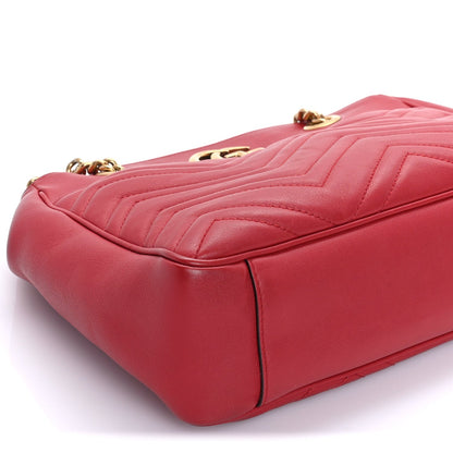 Gucci Calfskin Matelasse Medium GG Marmont Shoulder Bag Hibiscus Red 7 of 7