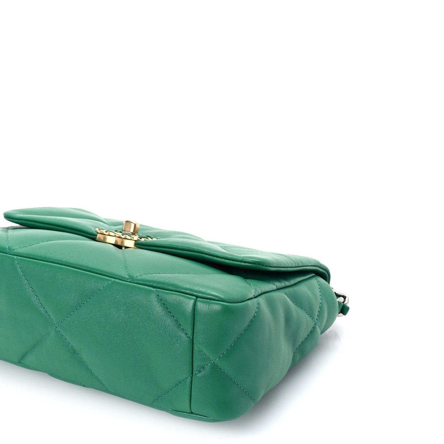 Lambskin Quilted Medium 19 Flap  Green
