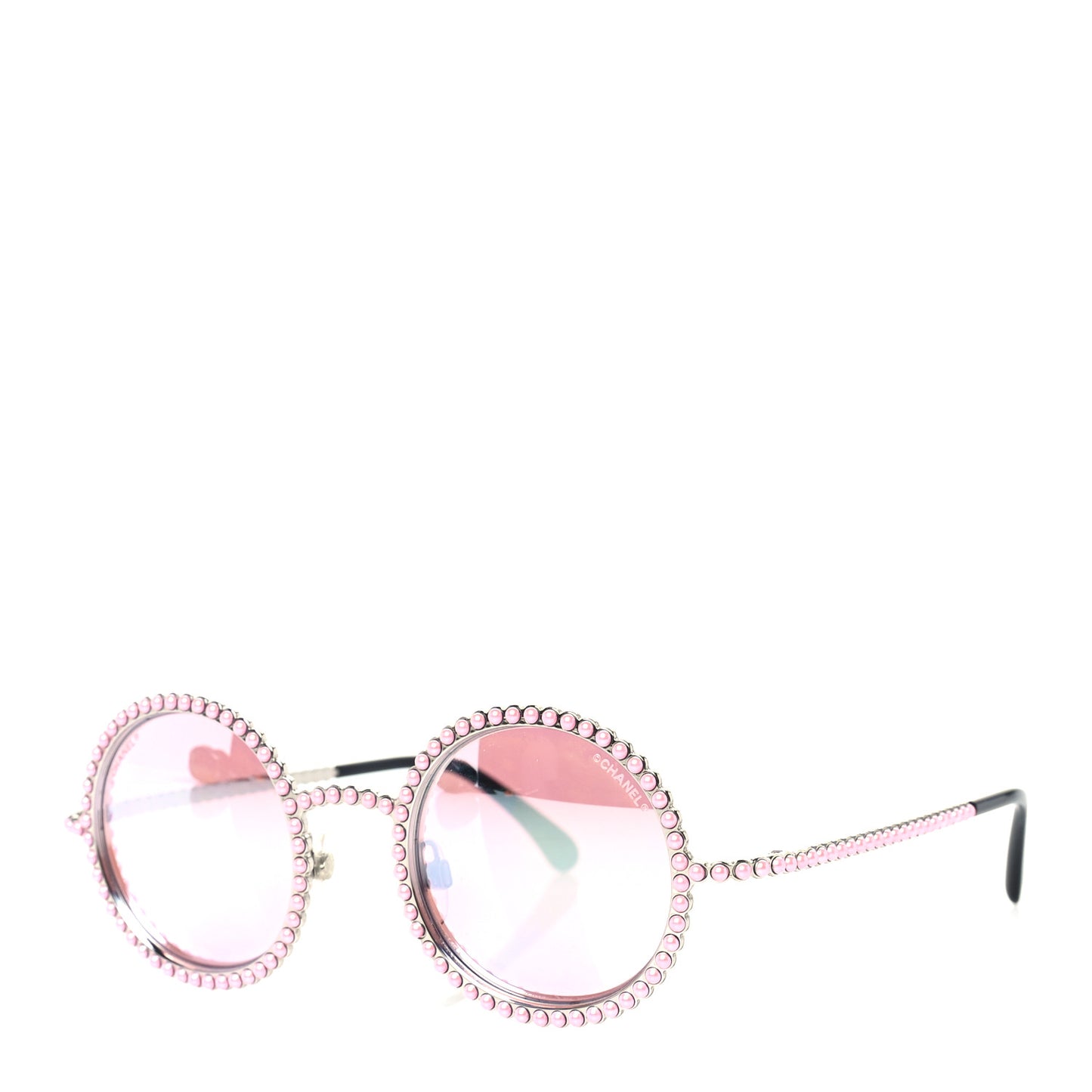 Metallic Pearl Round Sunglasses 71138 Pink
