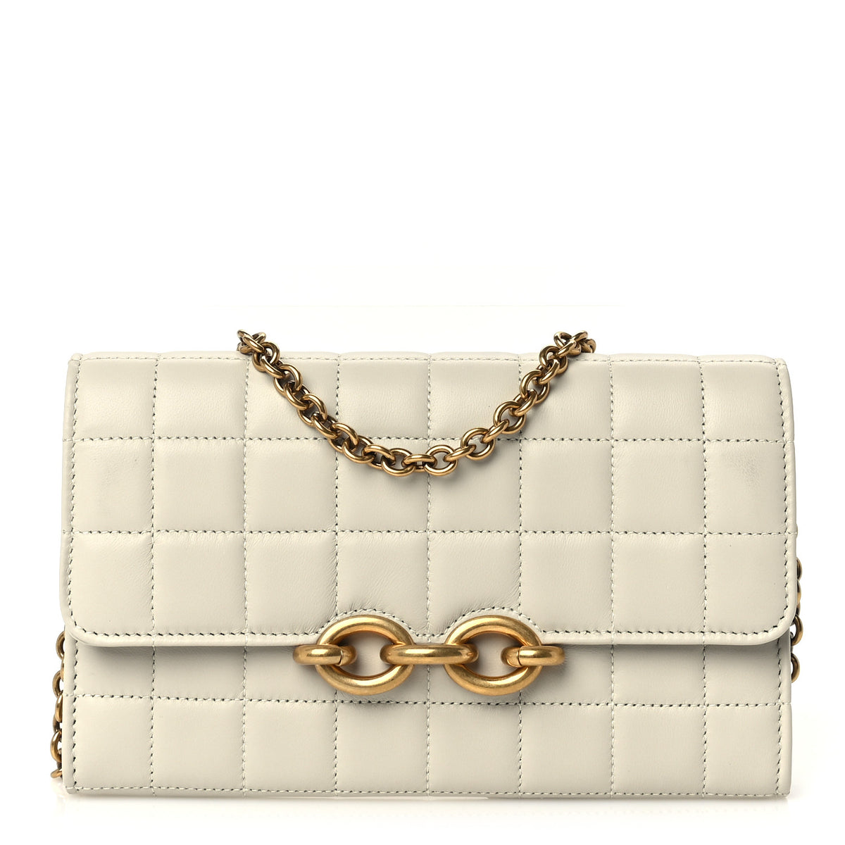 Lambskin Carre Quilted Le Maillon Wallet On Chain Crema Soft