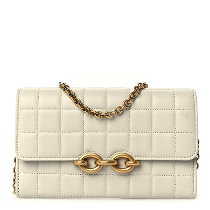 Saint Laurent Lambskin Carre Quilted Le Maillon Wallet On Chain Crema Soft 2 of 16