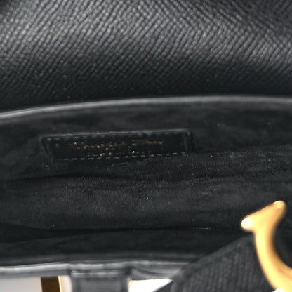 Christian Dior Grained Calfskin Mini Saddle Bag With Strap Black 4 of 8