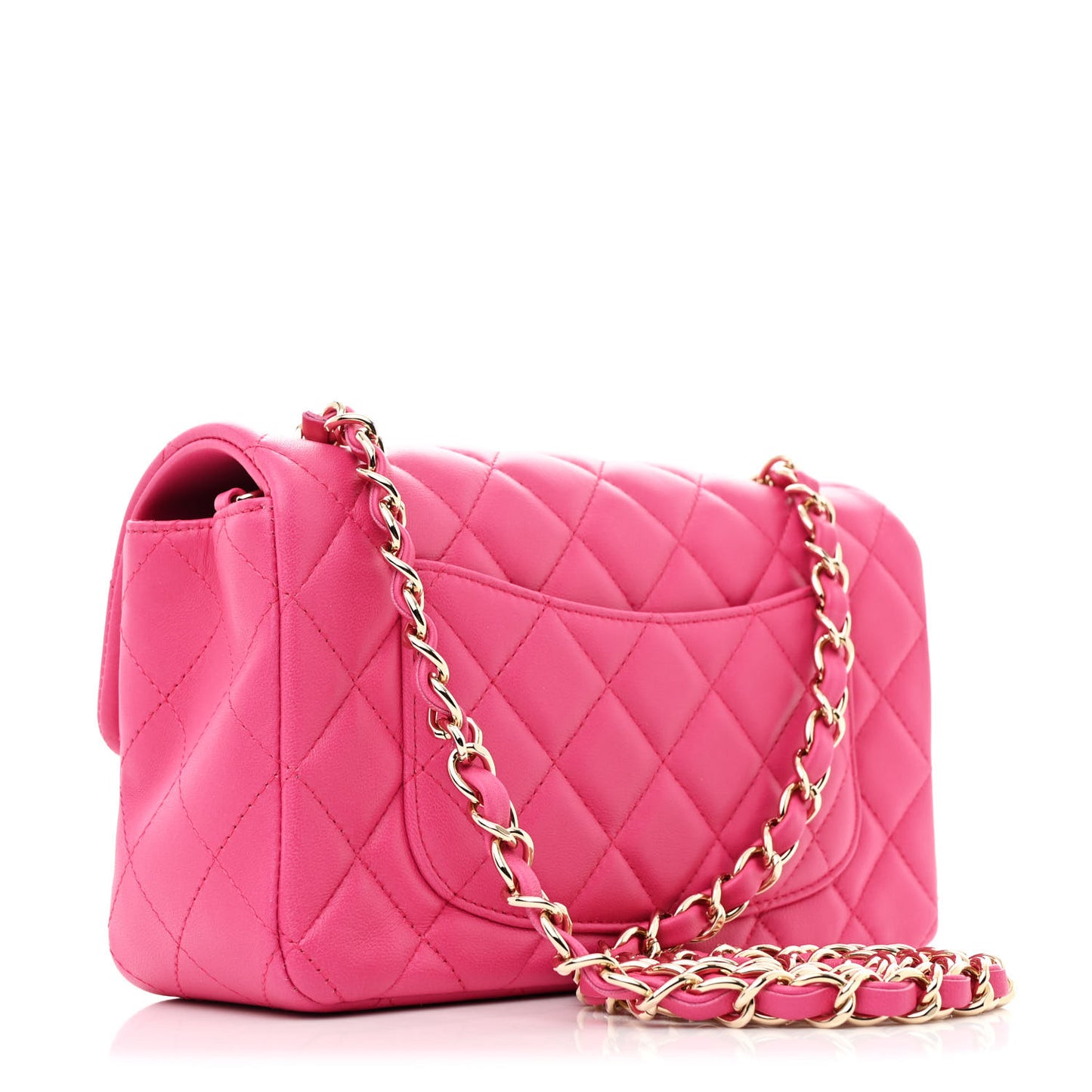Lambskin Quilted Mini Rectangular Flap Pink