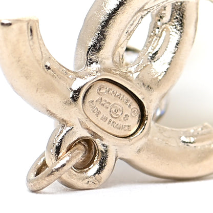 Chanel Crystal Pearl CC Drop Earrings Gold Pearly White 4 of 5