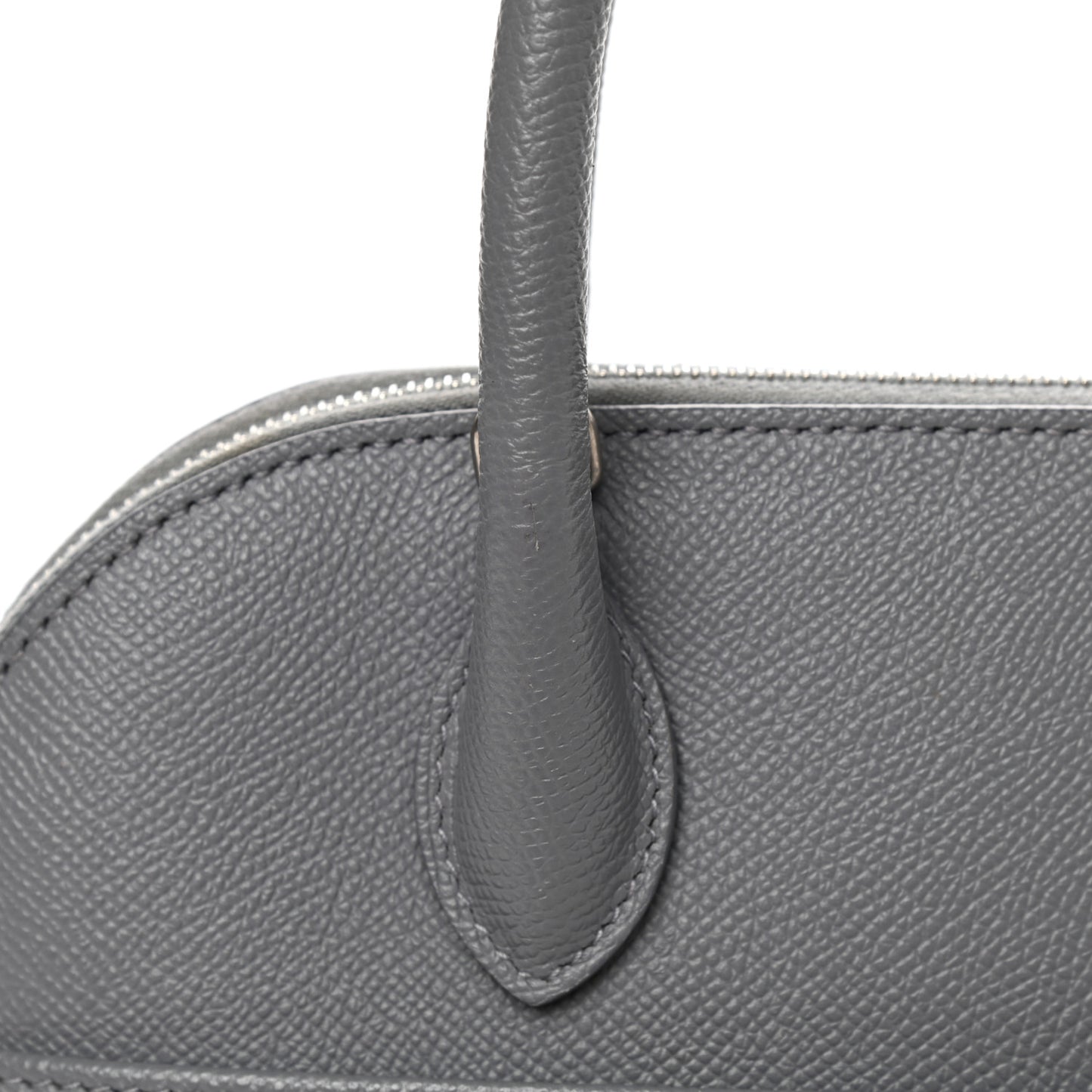 Grained Calfskin S Ville Top Handle Bag Gris Glace