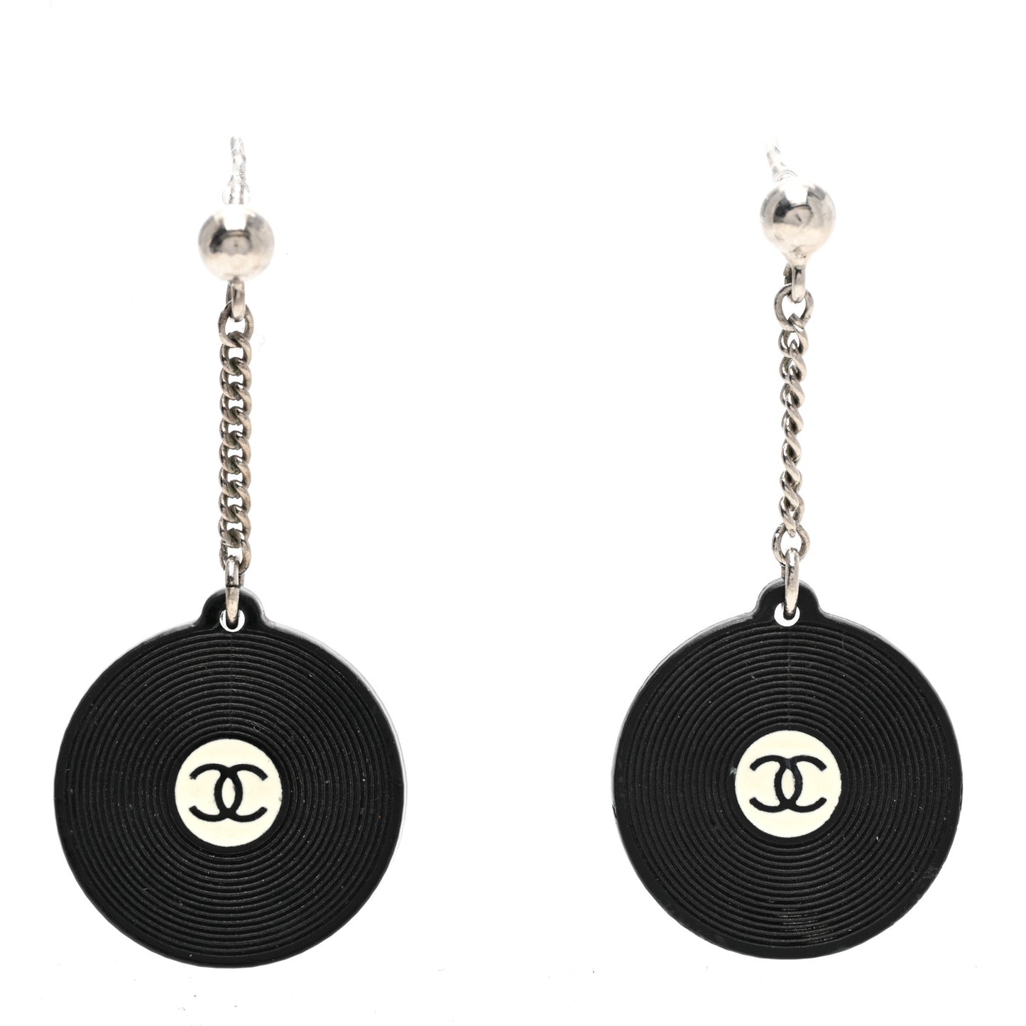 Resin CC Record Drop Earrings Black