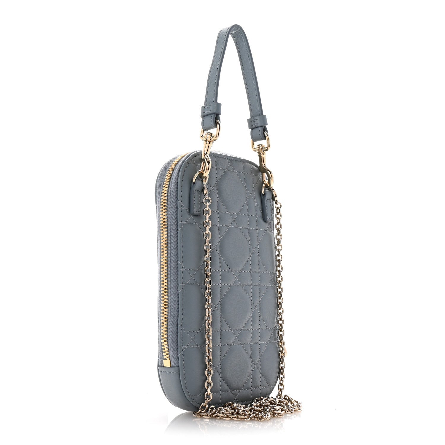 Christian Dior Lambskin Cannage Lady Dior Phone Holder Cloud Blue 3 of 7