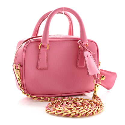 Prada Saffiano Lux Mini Top Handle Crossbody Bag Geranio 3 of 17