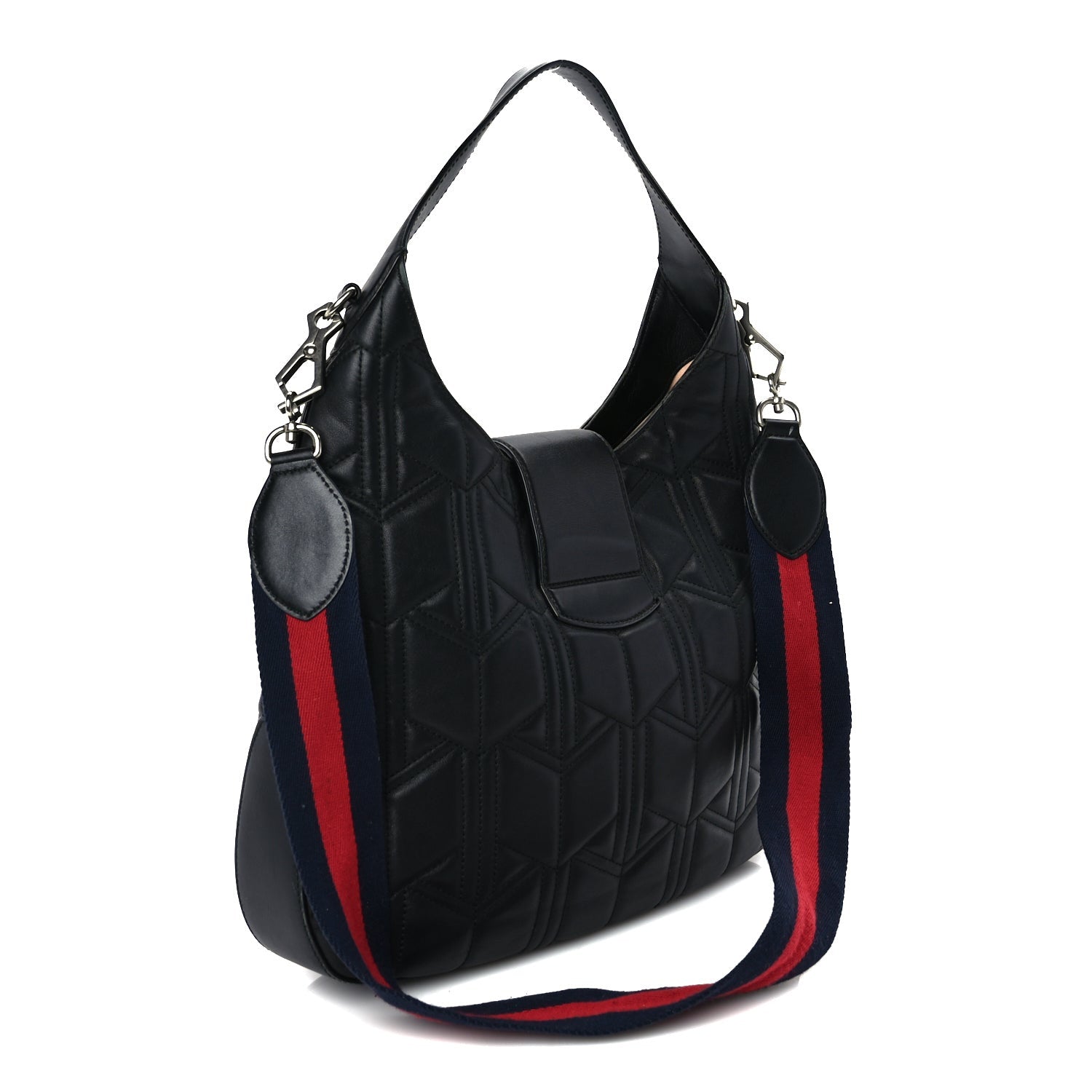 Gucci Calfskin Web Quilted Medium Dionysus Hobo Black 2 of 9