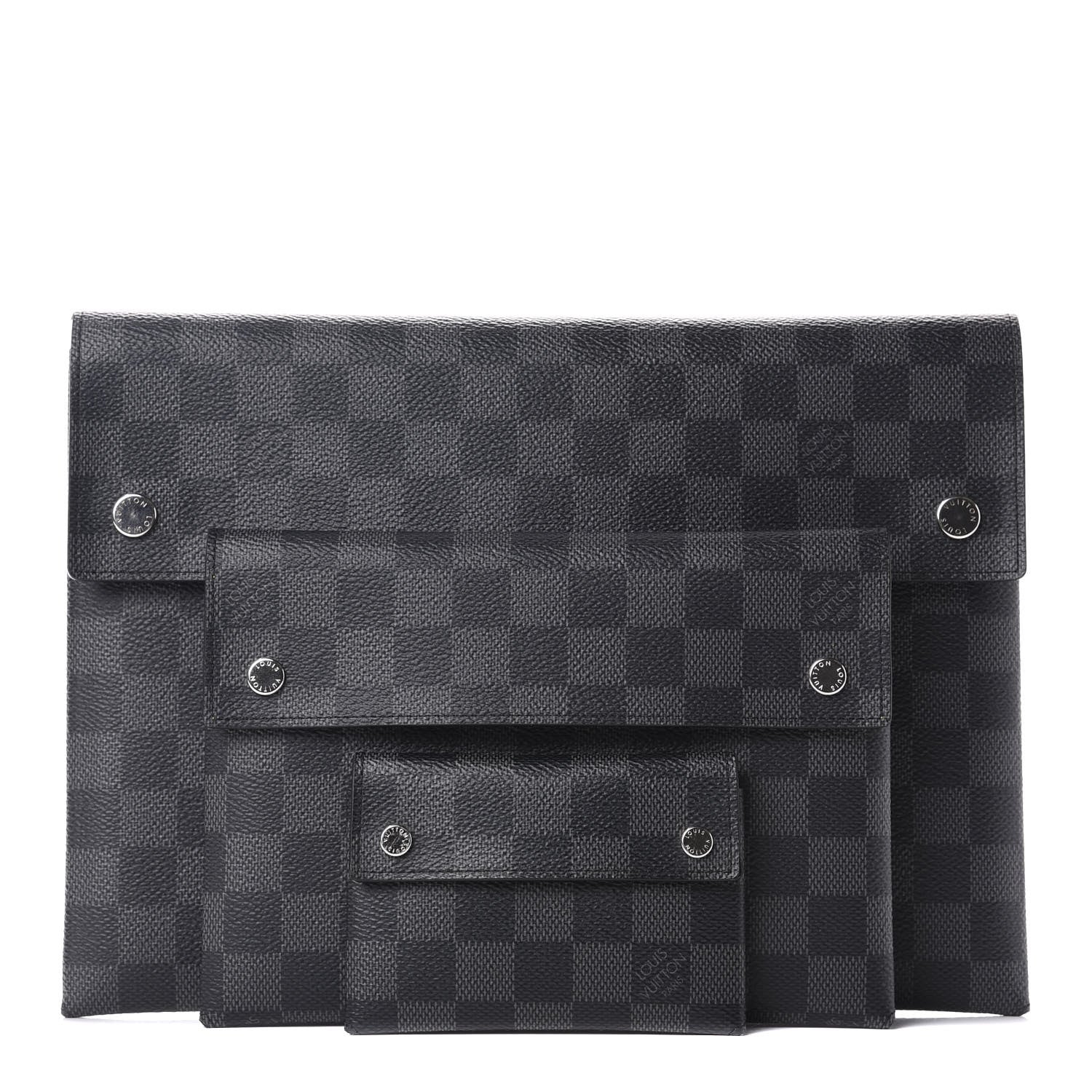 Louis Vuitton Damier Graphite Alpha Triple Pochette 2 of 12