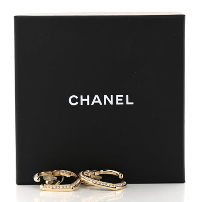 Chanel Metal Crystal CC Open Heart Earrings Gold 5 of 5