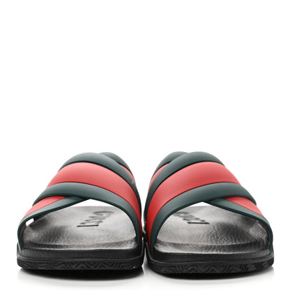 Gucci Rubber Web Mens Criss Cross Slide Sandals 7 Green Red 2 of 12