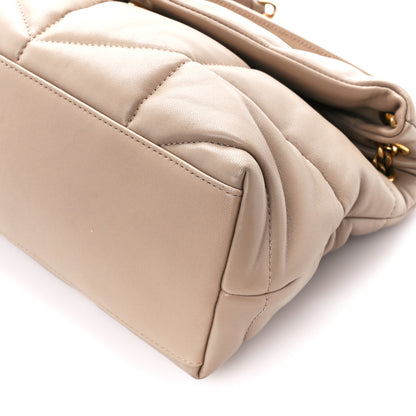 Saint Laurent Lambskin Quilted Small Loulou Puffer Monogram Chain Satchel Dark Beige 11 of 11