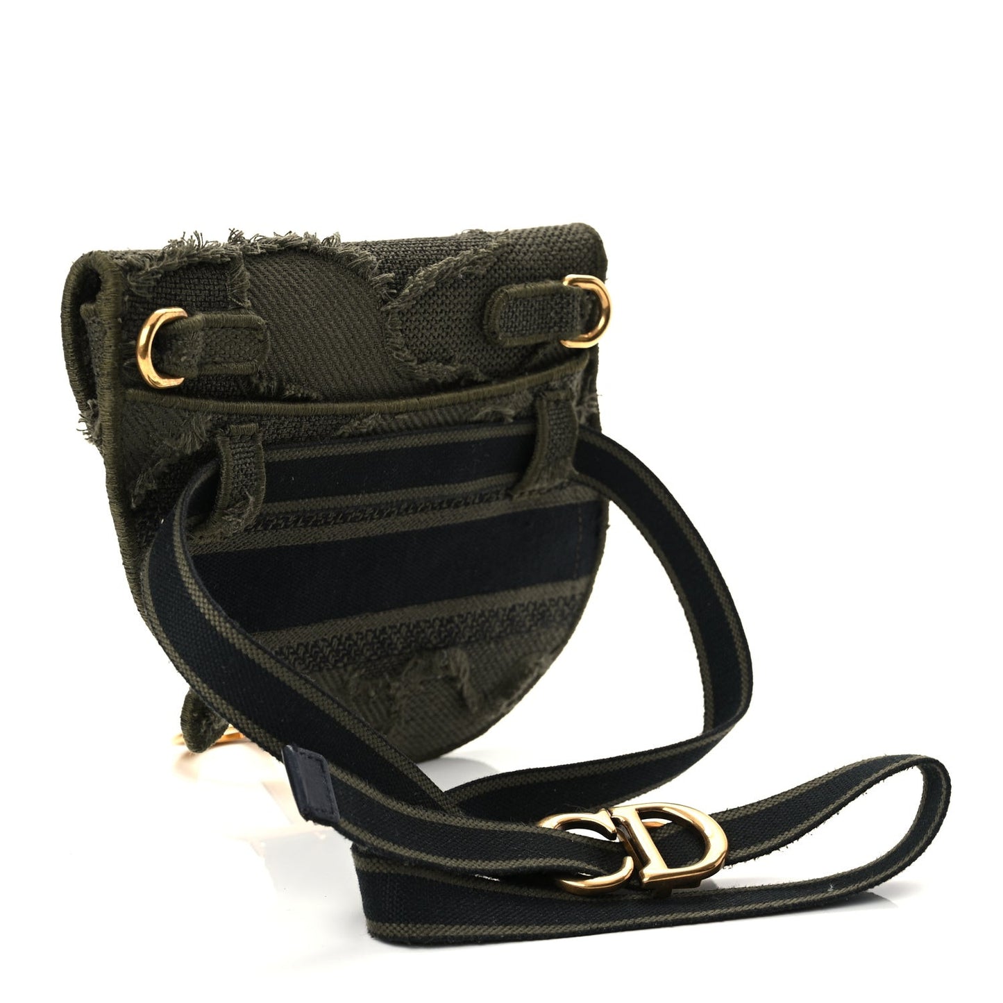 Canvas Embroidered Camouflage Saddle Belt Bag Green